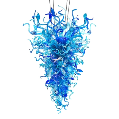 Large Modern Chandeliers For High Ceilings  Chihuly Style Chandelier (Blue) 01