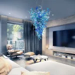 Large Modern Chandeliers For High Ceilings  Chihuly Style Chandelier (Blue)