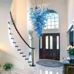 Large Modern Chandeliers For High Ceilings  Chihuly Style Chandelier (Blue)