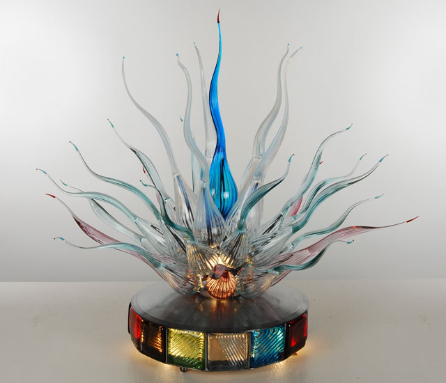 Carousel Blossom Hand Blown Glass Table Lamp