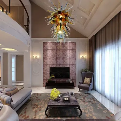 Large Chandeliers For High Ceilings Chihuly Style Chandelier (Multi Colors) 02