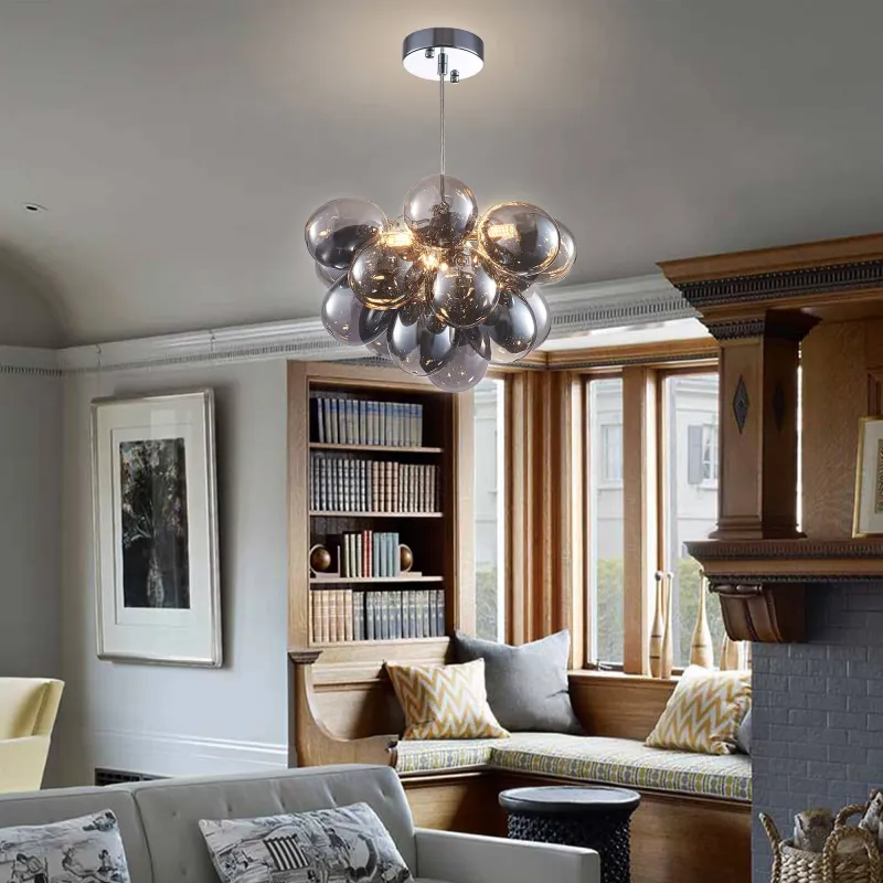Modern Bubbles Chandelier smoked glass Balls