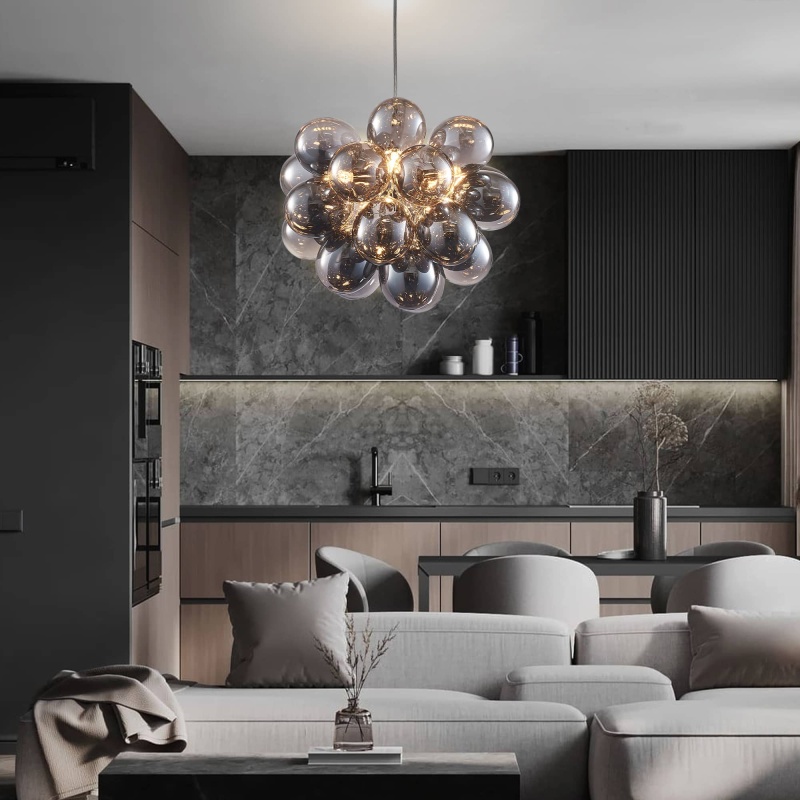 Modern Bubbles Chandelier smoked glass Balls