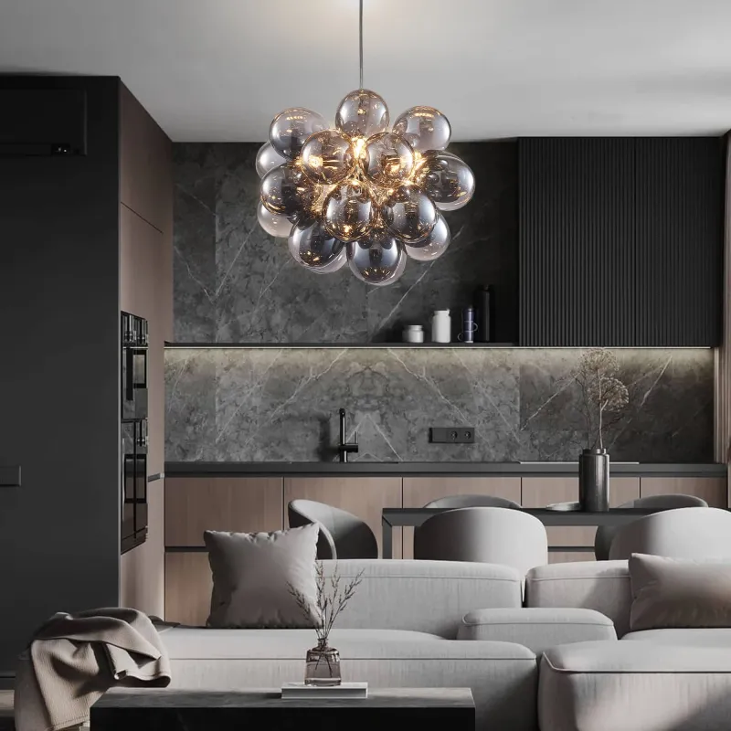 Modern Bubbles Chandelier smoked glass Balls