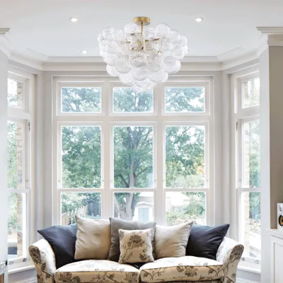 Bubble Glass Ceiling Light Talia Style Brass Finish 02