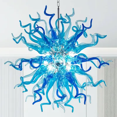 Chihuly Style Chandeliers Sputnik Pendant Light (Light Azure And Blue ) 01