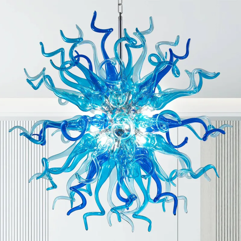 Chihuly Style Chandeliers Sputnik Pendant Light (Light Azure And Blue )