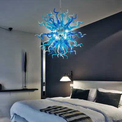 Chihuly Style Chandeliers Sputnik Pendant Light (Light Azure And Blue ) 02