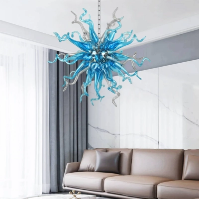 Chihuly Style Chandeliers Sputnik Pendant Light  (Blue And Grey) 02