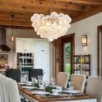 Modern Glass Bubbles Chandelier Talia Style Ribbed Clear Glass Ball