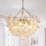 Modern Glass Bubbles Chandelier Talia Style Ribbed Clear Glass Ball