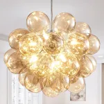 Modern Bubble Chandelier  Blown Glass Light Brown Color