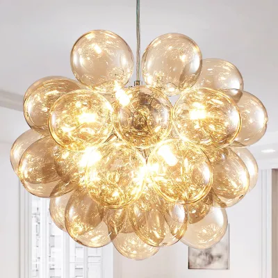 Modern Bubble Chandelier  Blown Glass Light Brown Color 01