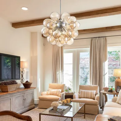 Modern Bubble Chandelier  Blown Glass Light Brown Color 02