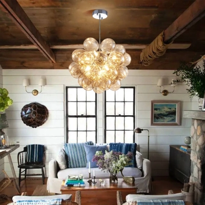 Modern Bubble Chandelier  Blown Glass Light Brown Color 02