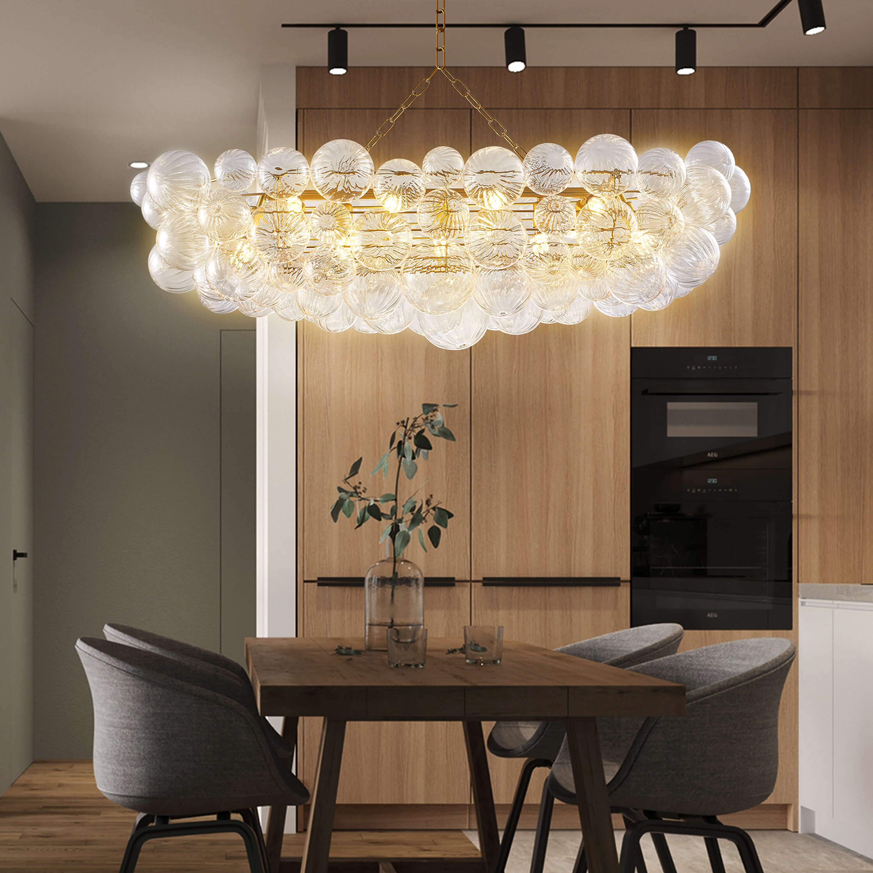 Bubbles Chandelier Dining Room Talia Style Long Bubble Chandelier