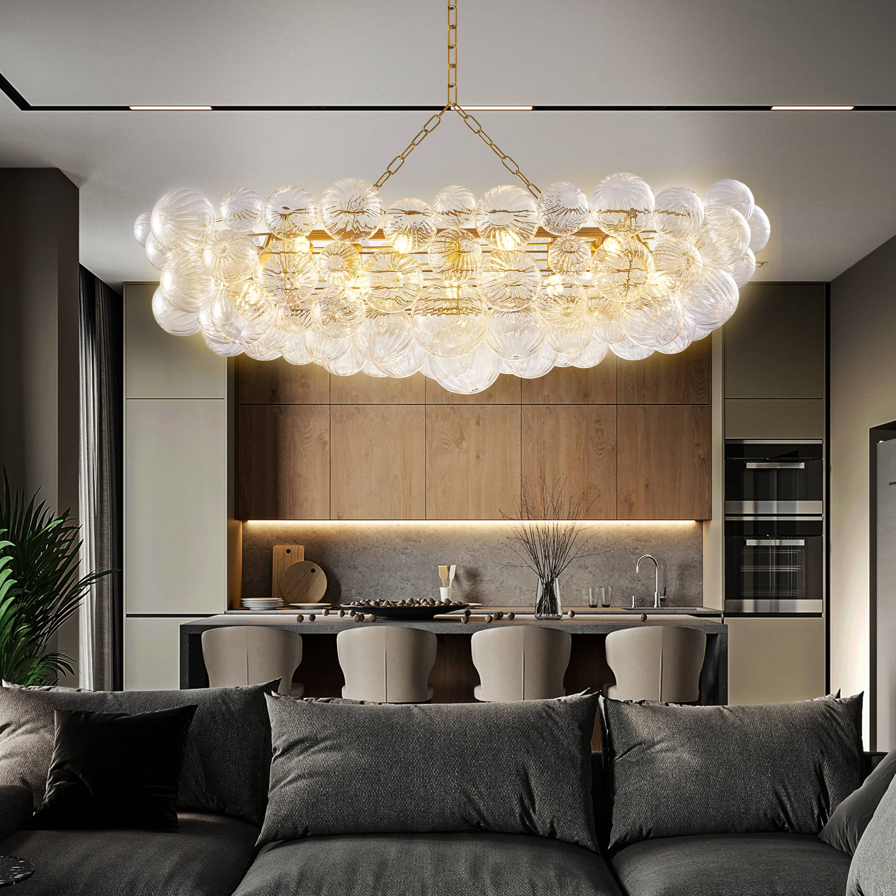 Bubbles Chandelier Dining Room Talia Style Long Bubble Chandelier