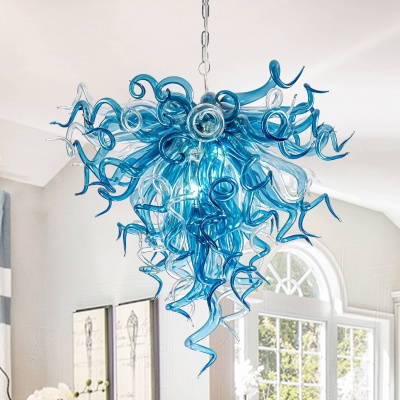Chihuly Style Chandelier (Blue And Clear) 02