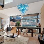 Chihuly Style Chandelier (Blue And Clear)