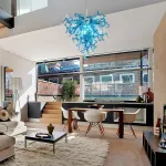 Chihuly Style Chandelier (Blue And Clear)