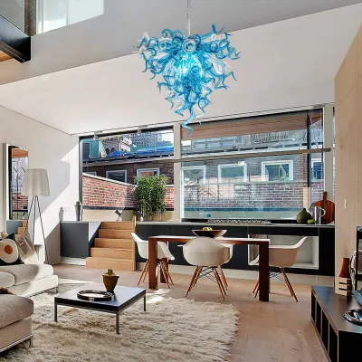 Chihuly Style Chandelier (Blue And Clear) 02