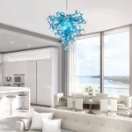 Chihuly Style Chandelier (Blue And Clear)
