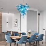 Chihuly Style Chandelier (Blue And Clear)