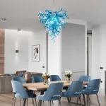 Chihuly Style Chandelier (Blue And Clear)