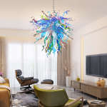 Hand Blown Glass Chandelier Chihuly Style Chandelier For Sale (Colorful)