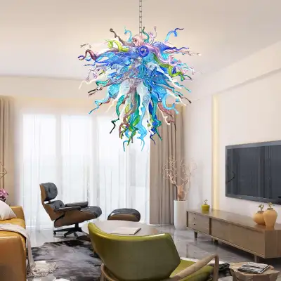 Hand Blown Glass Chandelier Chihuly Style Chandelier For Sale (Colorful) 02