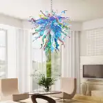 Hand Blown Glass Chandelier Chihuly Style Chandelier For Sale (Colorful)