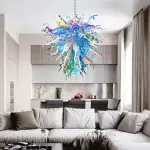 Hand Blown Glass Chandelier Chihuly Style Chandelier For Sale (Colorful)