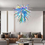 Hand Blown Glass Chandelier Chihuly Style Chandelier For Sale (Colorful)