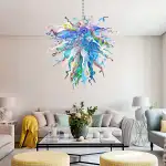 Hand Blown Glass Chandelier Chihuly Style Chandelier For Sale (Colorful)