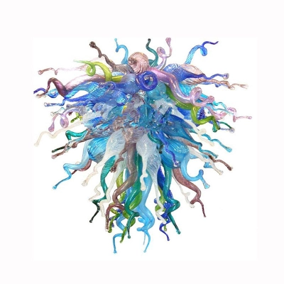 Hand Blown Glass Chandelier Chihuly Style Chandelier For Sale (Colorful) 01