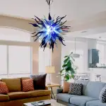 Chihuly Style Chandelier Hand Blown Glass Chandelier (Deep Blue And Frosted White Colors)