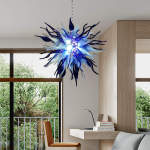 Chihuly Style Chandelier Hand Blown Glass Chandelier (Deep Blue And Frosted White Colors)