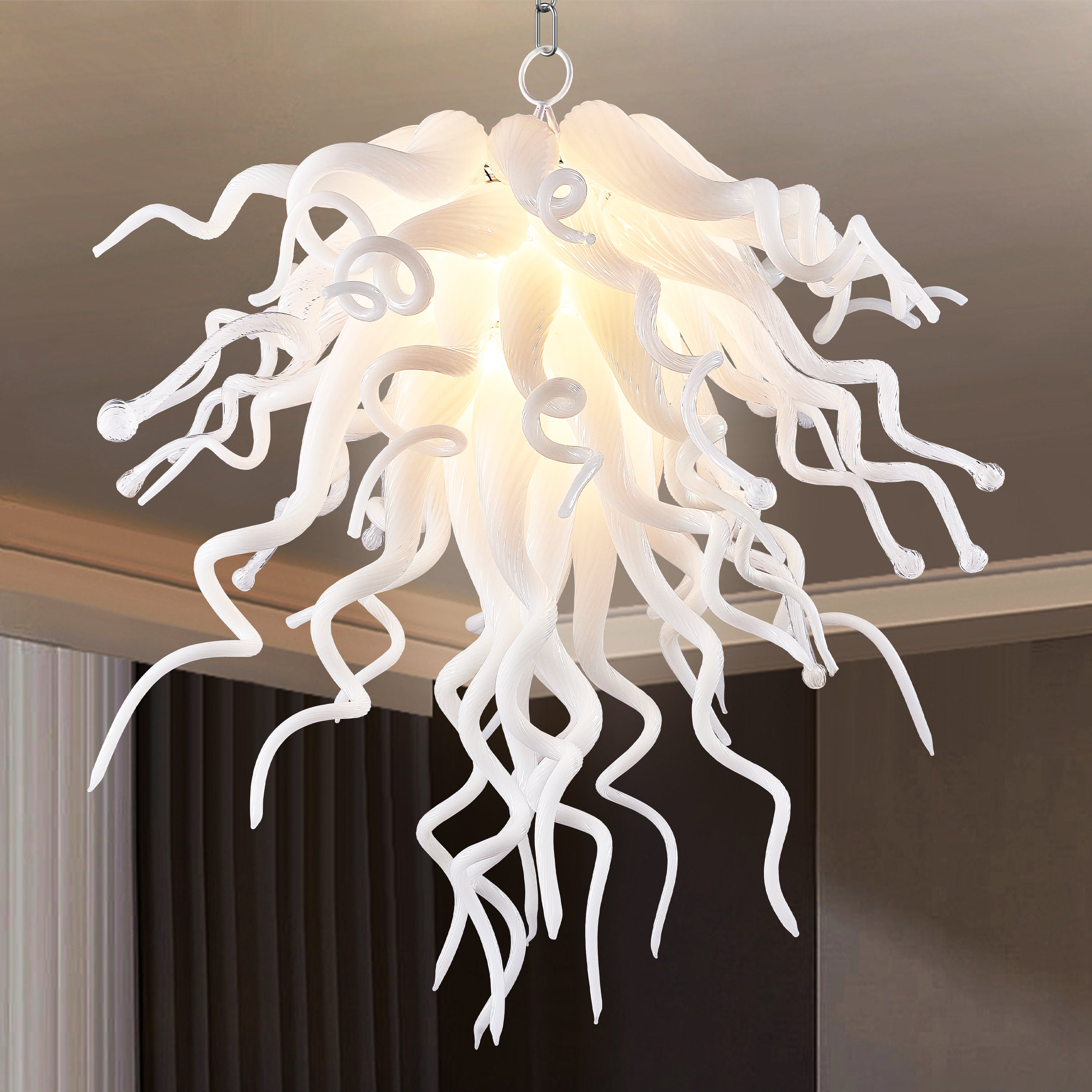 Chihuly Style Chandelier Blown Glass Light Fixtures (White)