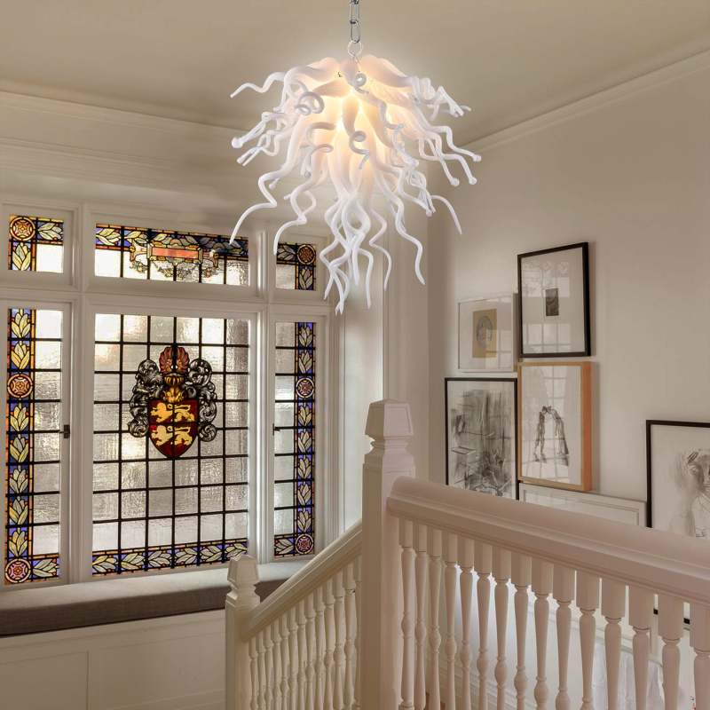 Chihuly Style Chandelier Blown Glass Light Fixtures (White)