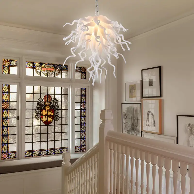 Chihuly Style Chandelier Blown Glass Light Fixtures (White)