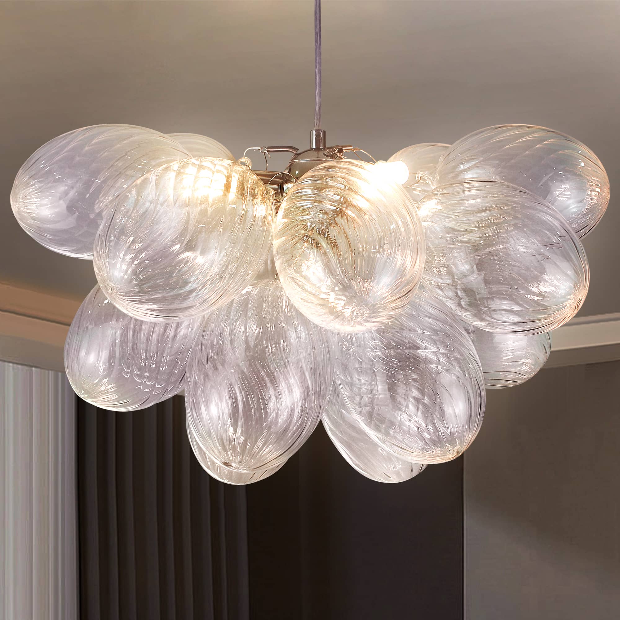 Bubble Glass Ceiling Light Clear Ribbed Balls