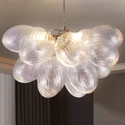Bubble Glass Ceiling Light Clear Ribbed Balls 01