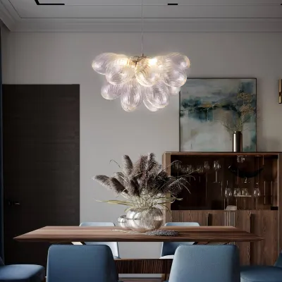 Bubble Glass Ceiling Light Clear Ribbed Balls 02