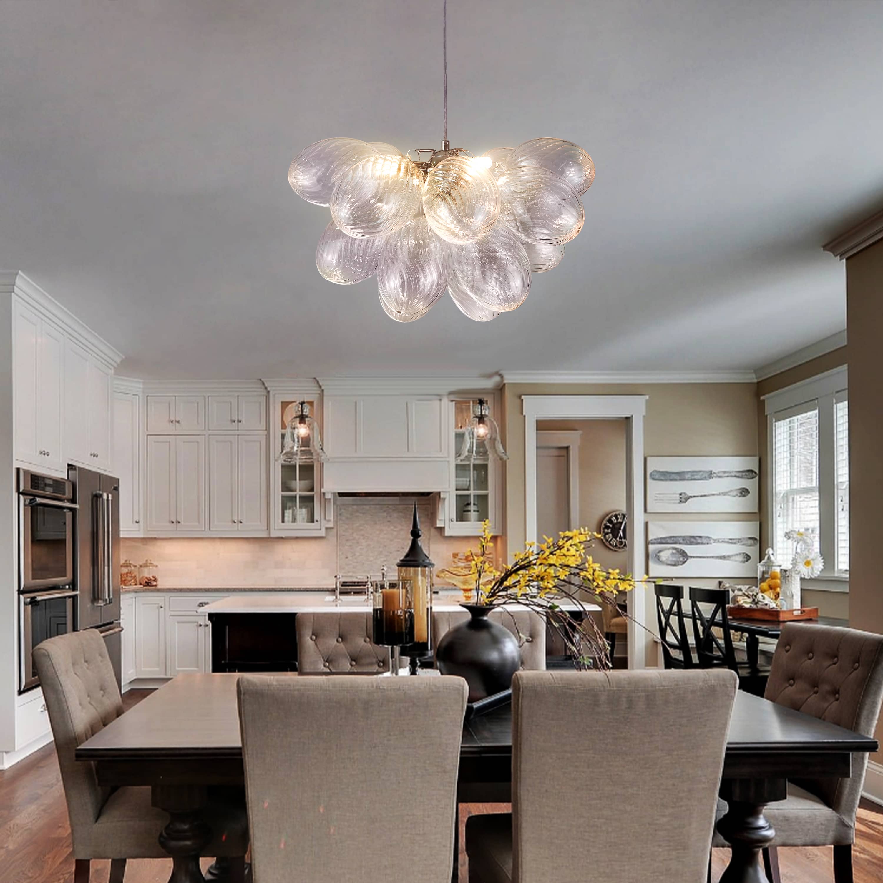 Bubble Glass Ceiling Light Clear Ribbed Balls