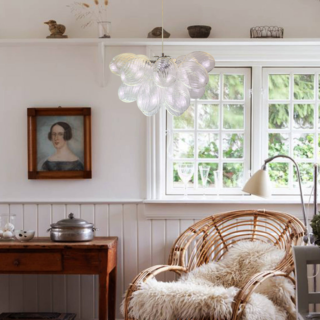 Bubble Glass Ceiling Light Clear Ribbed Balls