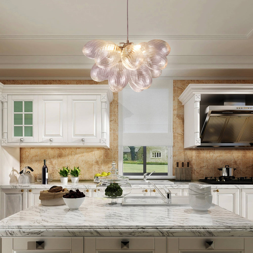 Bubble Glass Ceiling Light Clear Ribbed Balls