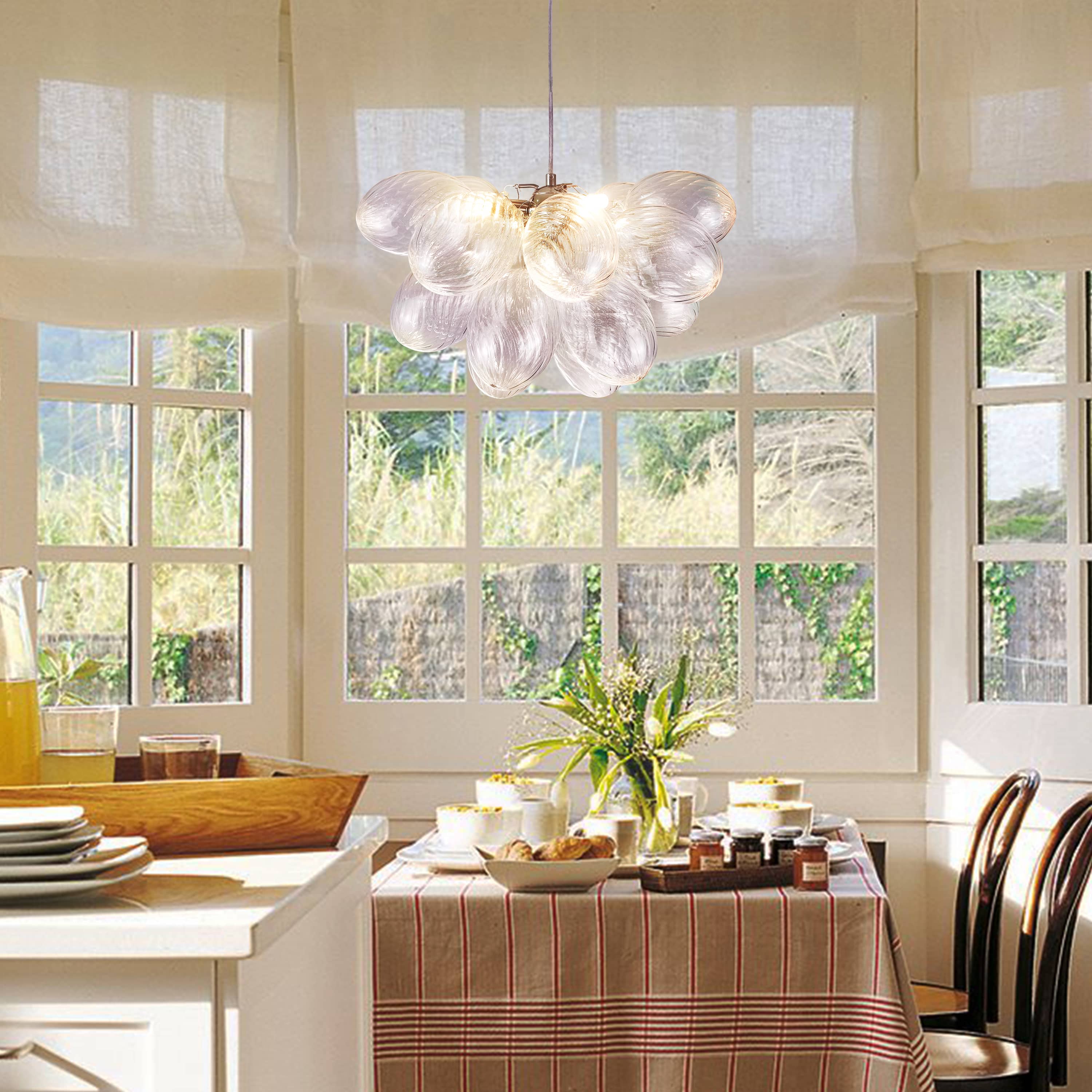 Bubble Glass Ceiling Light Clear Ribbed Balls