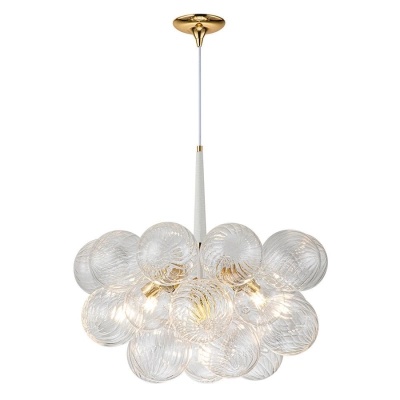 Modern Bubbles Chandelier Ribbed Blown Glass 01