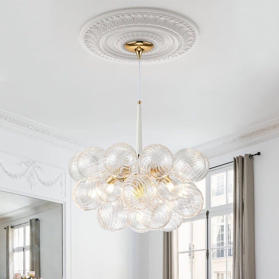 Modern Bubbles Chandelier Ribbed Blown Glass