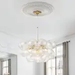 Modern Bubbles Chandelier Ribbed Blown Glass